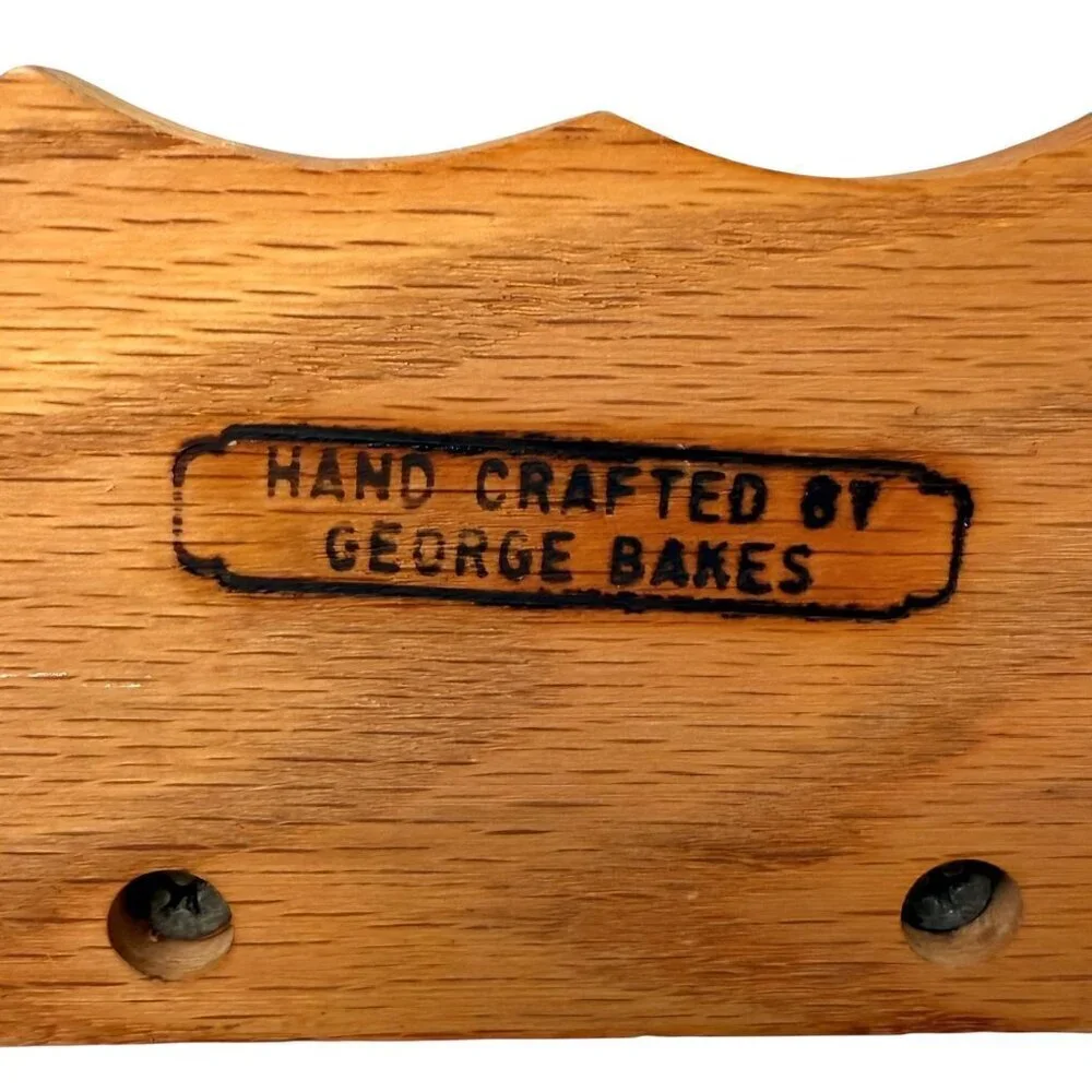 Old World Santa Wooden Signed George Bakes Cranston Victorian Holiday Decor 12